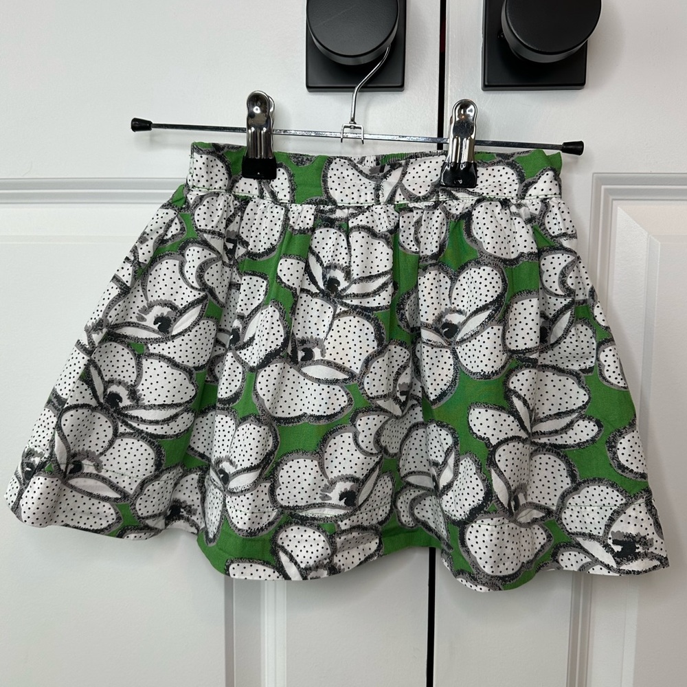 Janie and Jack Girls Spring Green Floral Dot Skirt 100% Cotton(Size 3)